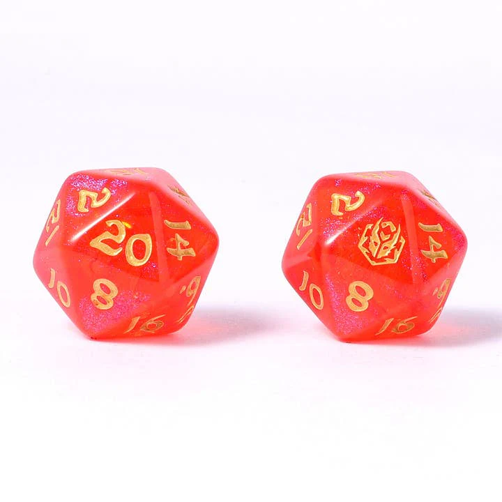 HYMGHO Dice: Wyrmforged Rollers - Rounded Edge - 8 Piece Polyhedral Dice Set - Fireball - Image 3