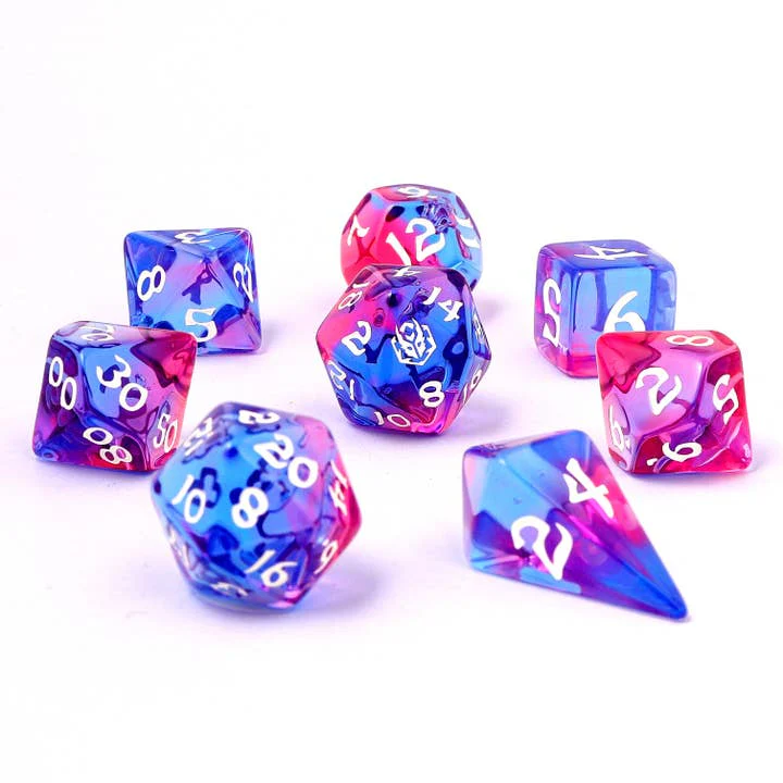 HYMGHO Dice: Wyrmforged Rollers - Rounded Edge - 8 Piece Polyhedral Dice Set - Unicorn Tears - Image 3