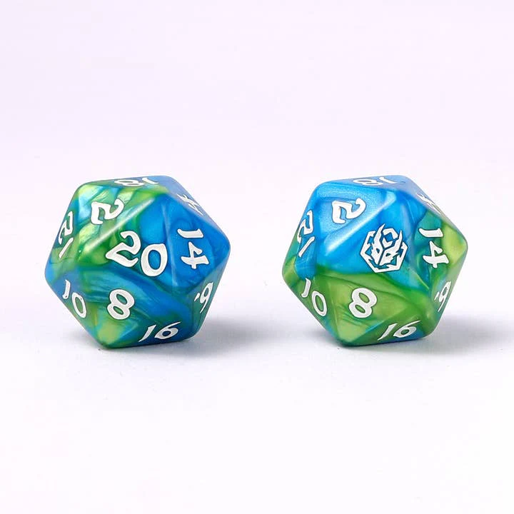 HYMGHO Dice: Wyrmforged Rollers - Rounded Edge - 8 Piece Polyhedral Dice Set - Verdant Stream - Image 2