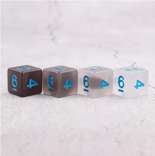 "Ice Crystal" - Black or White with Blue - Mini Dice (7) - Level One Dice - Image 4
