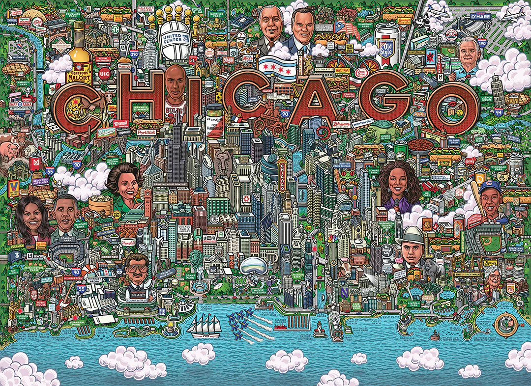 Birdie Puzzles: Chicago Map - 1000 Piece Puzzle - Image 2
