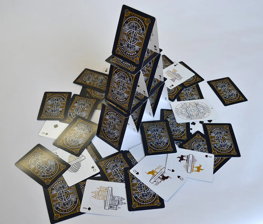 KC Labyrinth: Kansas City Playing Cards - Landmarks - Art Deco - Blue - Image 3