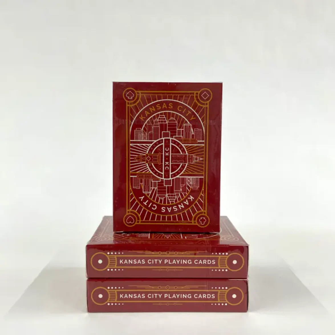 KC Labyrinth: Kansas City Playing Cards - Landmarks - Art Deco - Red