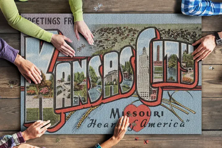 Lantern Press: Greetings from Kansas City, Missouri  - 1000 Piece Puzzle - Image 3