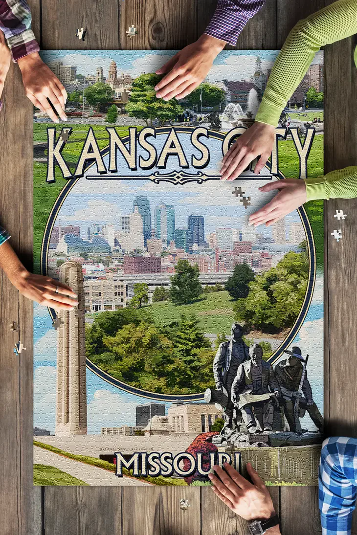 Lantern Press: Kansas City, Missouri, Montage Scenes - 1000 Piece Puzzle - Image 3