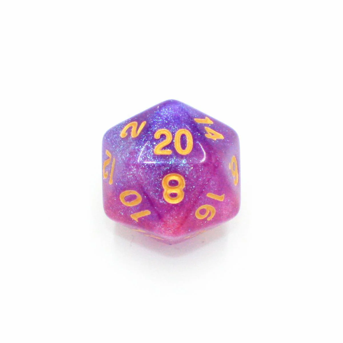 "Love Potion" - Pink and Purple with Gold Sparkle Swirl - Polyhedral Dice (7) - Level One Dice - Image 4