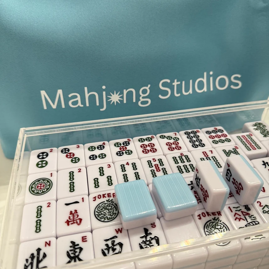 Mahjong Studios: American Mahjong Tile Set 166 Tiles - All in One Mahjong Bundle - Bamboo Sky Tiles - Pink Rack & Pusher set (4 pack) - Image 5