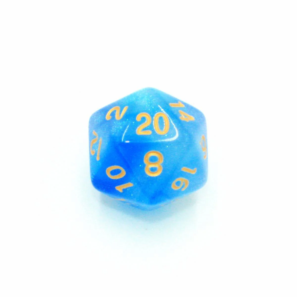 "Mana Potion" - Blue with Gold Sparkle Swirl - Polyhedral Dice (7) - Level One Dice - Image 4
