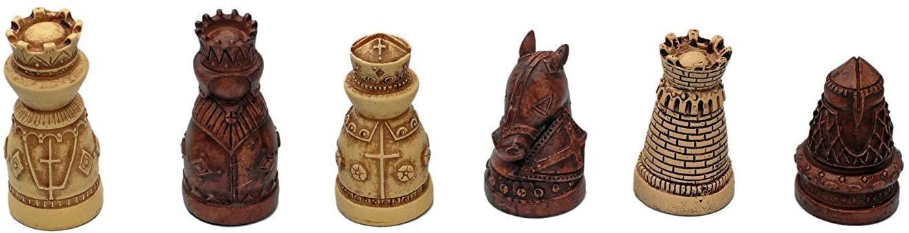 Medieval Chess Set - Polystone Chess Pieces with Wooden Board - Image 3