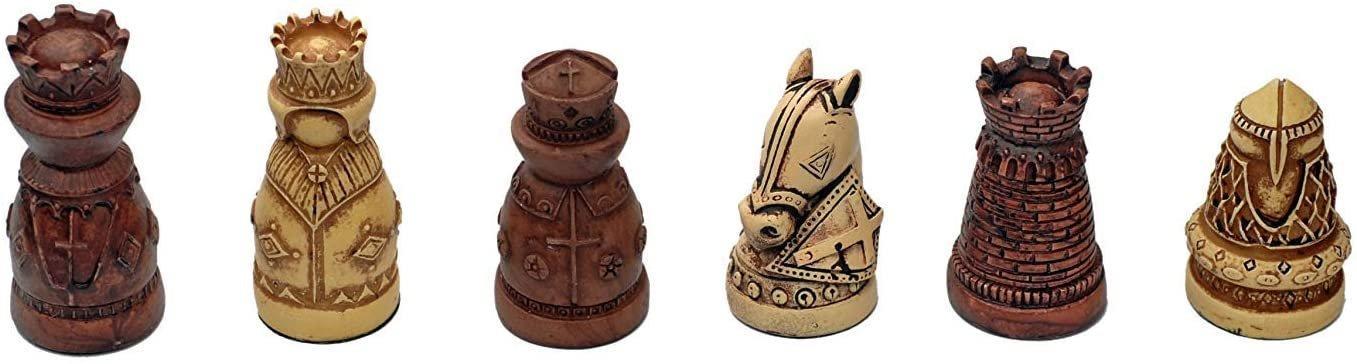 Medieval Chess Set - Polystone Chess Pieces with Wooden Board - Image 4
