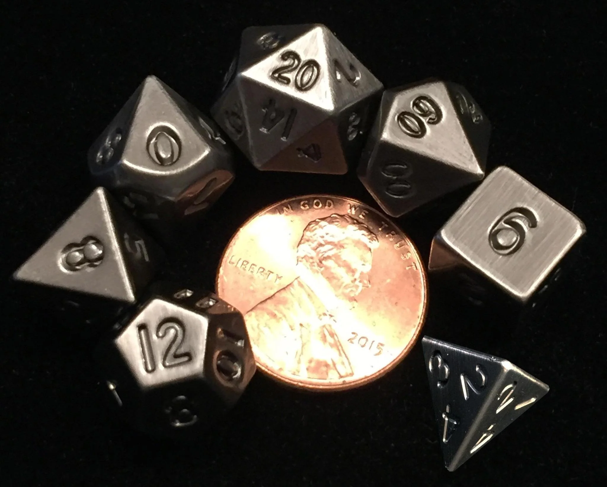 Metallic Dice Games: Antique Silver 10mm - Mini Polyhedral Dice Set (7)