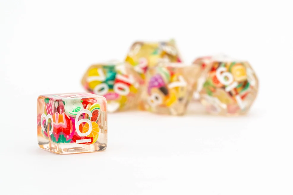 Metallic Dice Games: Fruit Dice 16mm Resin - Polyhedral Dice Set (7) - Image 2