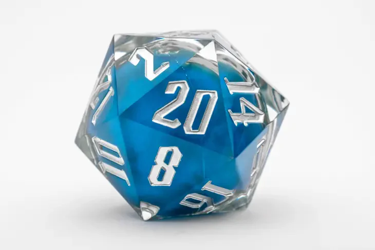Metallic Dice Games: Mammoth Liquid Core D20 55mm - Blue