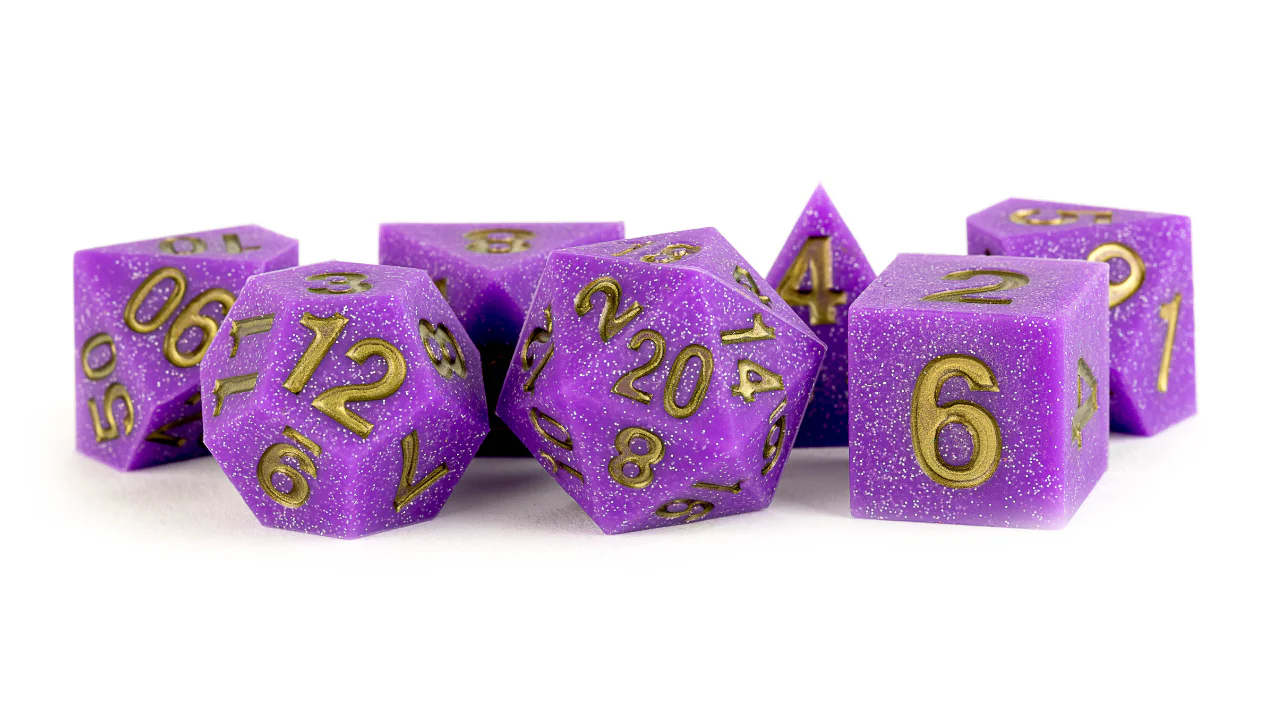 Metallic Dice Games: Regal Ricochet - Sharp Edge Silicone Rubber Polyhedral Dice Set (7)