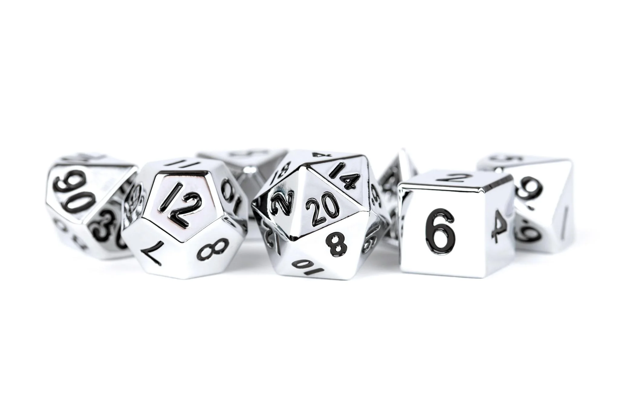 Metallic Dice Games: Silver Metal 16mm - Polyhedral Dice Set (7)