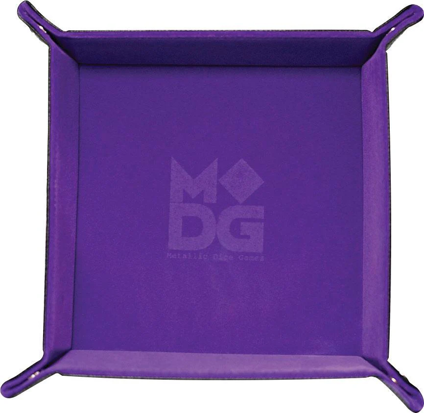 Metallic Dice Games: Velvet Folding Dice Tray Leather - Purple 10x10