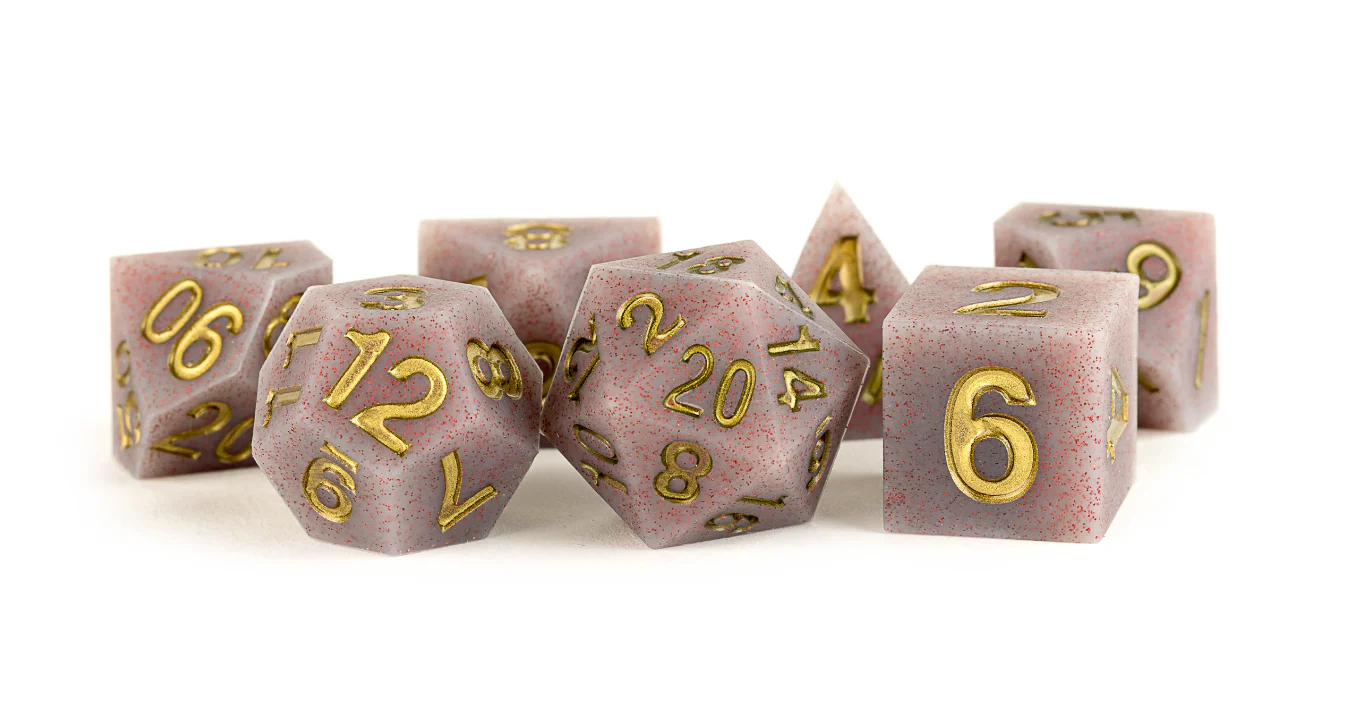 Metallic Dice Games: Volcanic Soot - Sharp Edge Silicone Rubber Polyhedral Dice Set (7)