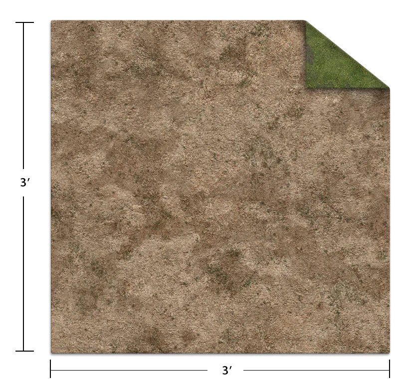 Monster Game Mat: Broken Grassland / Desert Scrubland 3ft x 3ft - Ungridded