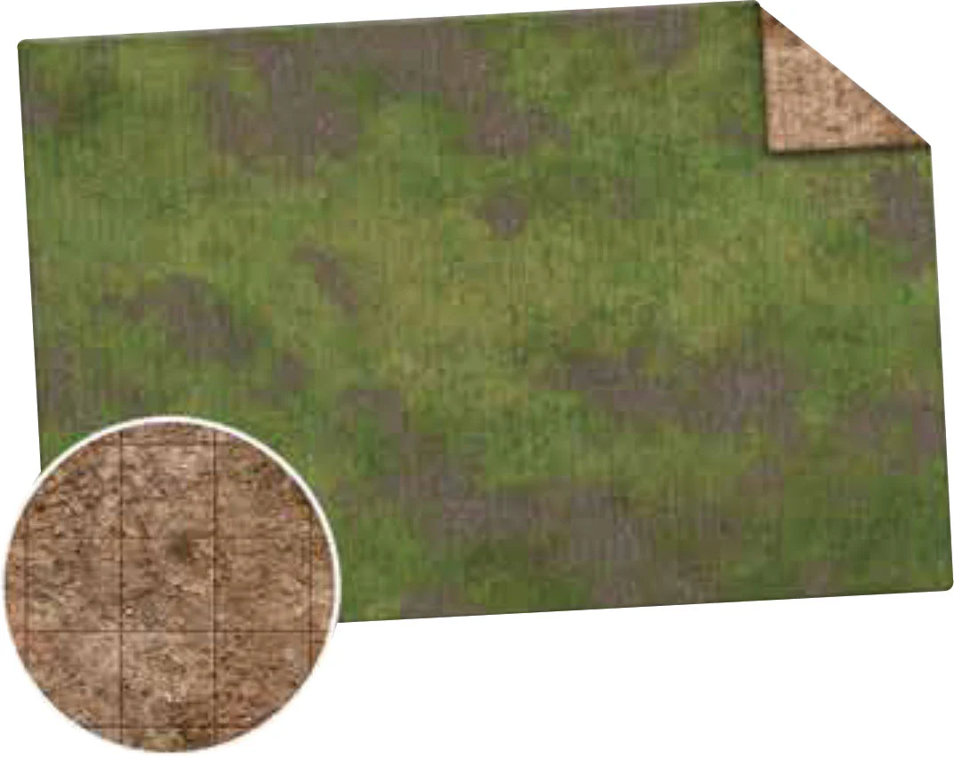 Monster Game Mat: Broken Grassland / Desert Scrubland Un-gridded Game Mat 44in x 30in