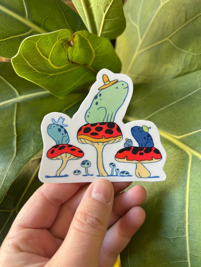 Natalie Andrewson: Sticker - Frog Friends with Hats