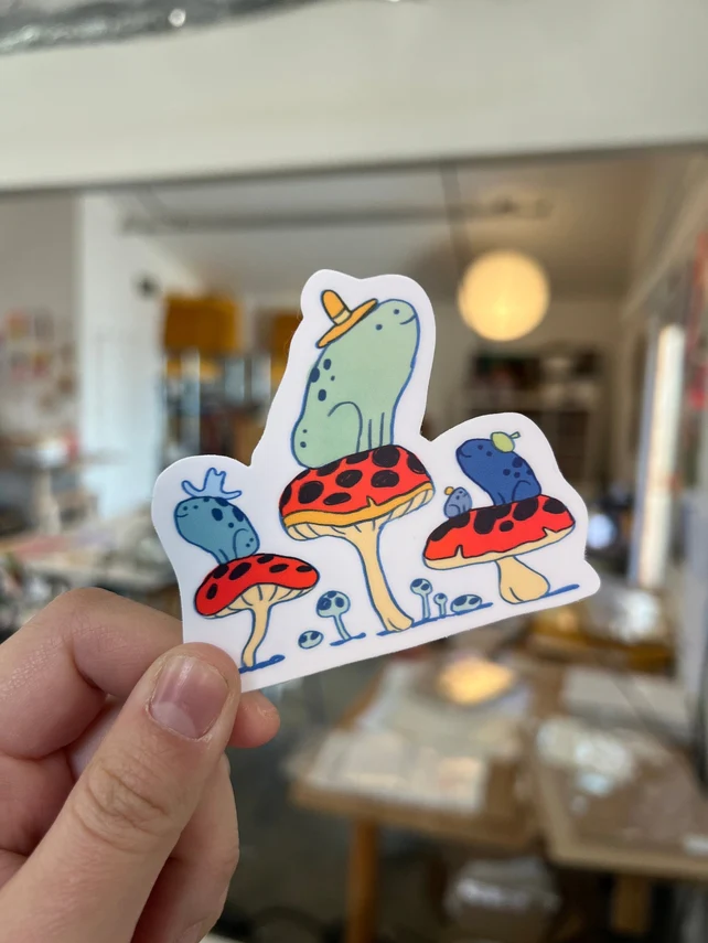 Natalie Andrewson: Sticker - Frog Friends with Hats - Image 2