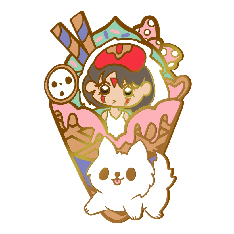 Naytendo: Anime Princess Mononoke Ice Cream Enamel Pin - Image 2