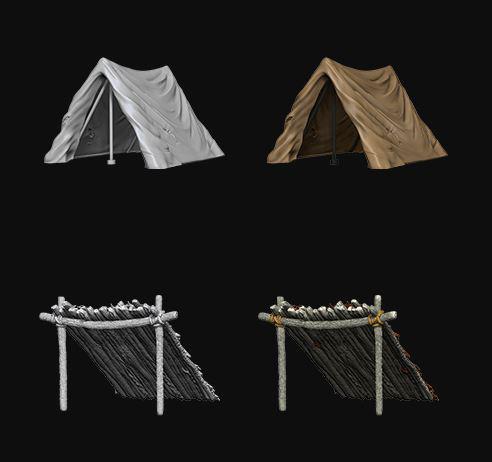 Pathfinder Battles Deep Cuts Miniatures: Tent & Lean-to - Unpainted