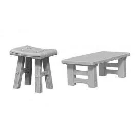 Pathfinder Battles Deep Cuts Miniatures: Wooden Table and Stools - Unpainted