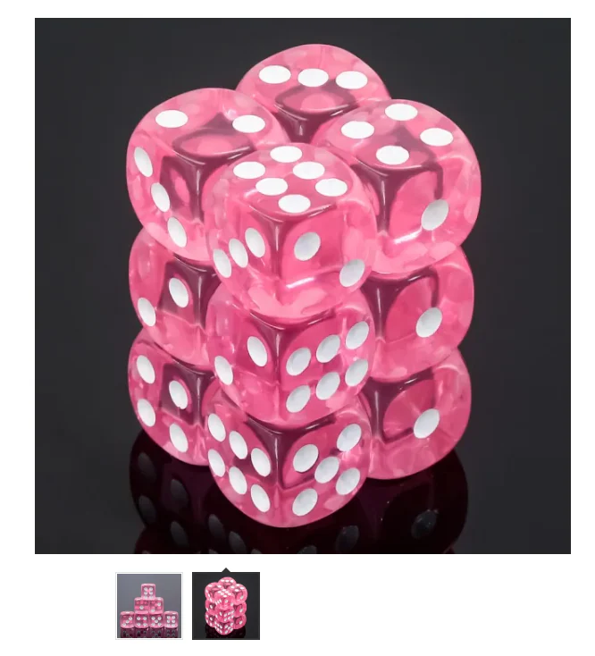 "Pink Sugarcube" - Pink Transparent - 16mm d6 Dice - Level One Dice