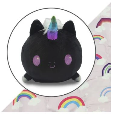 Plushie Tote Bag: Pink Rainbows Tote Bag + Black Unicorn Plushie - Image 2