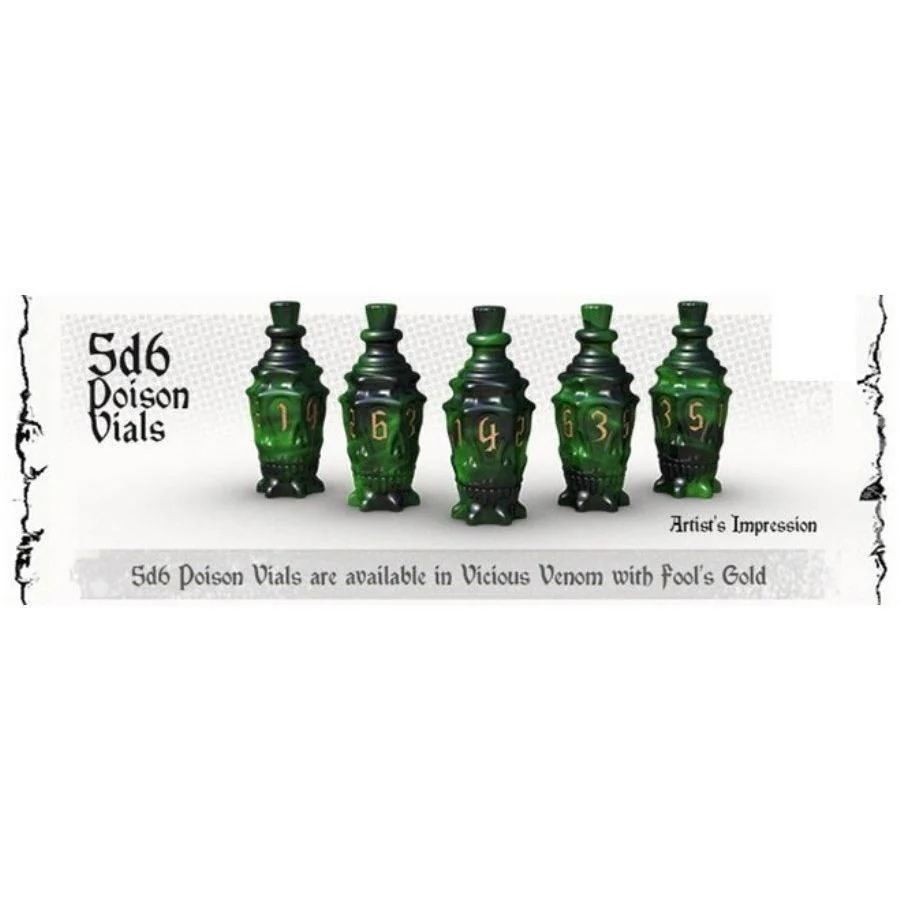 Polyhero Dice: 5D6 Poison Vials - Venom Green