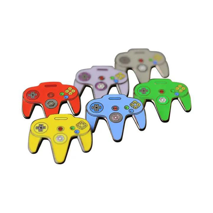 Real Sic: N64 Video Game Controller Enamel Pin - Green - Image 2