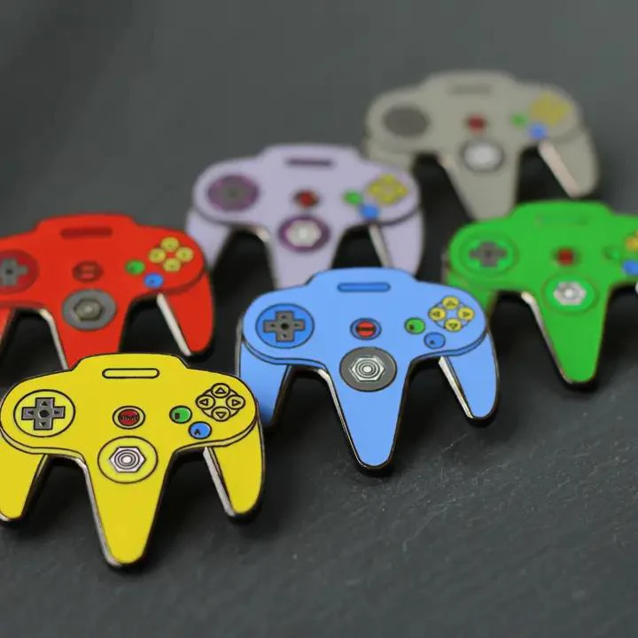 Real Sic: N64 Video Game Controller Enamel Pin - Purple - Image 3