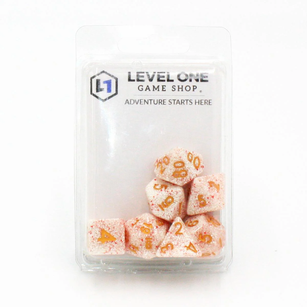 "Sand" - Pink and White Particles - Polyhedral Dice (7) - Level One Dice - Image 2