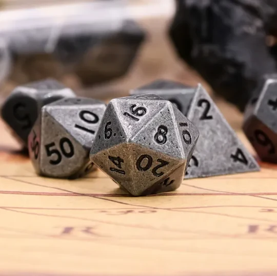 "Silver Nuggets" - Rusted Gold and Black - Mini Metal Dice (7) - Level One Dice - Image 4