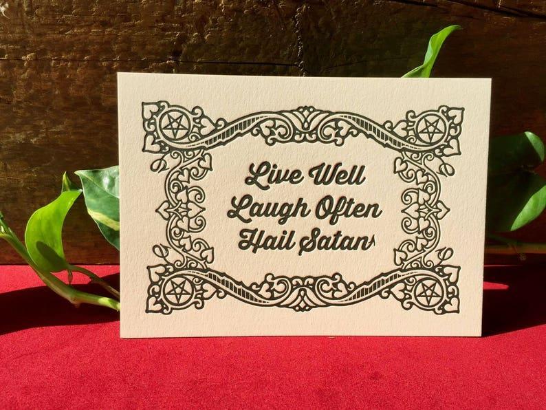 Skylab Letterpress: Hail Satan Art Print - Letterpressed Print Wall Art - 8x10"