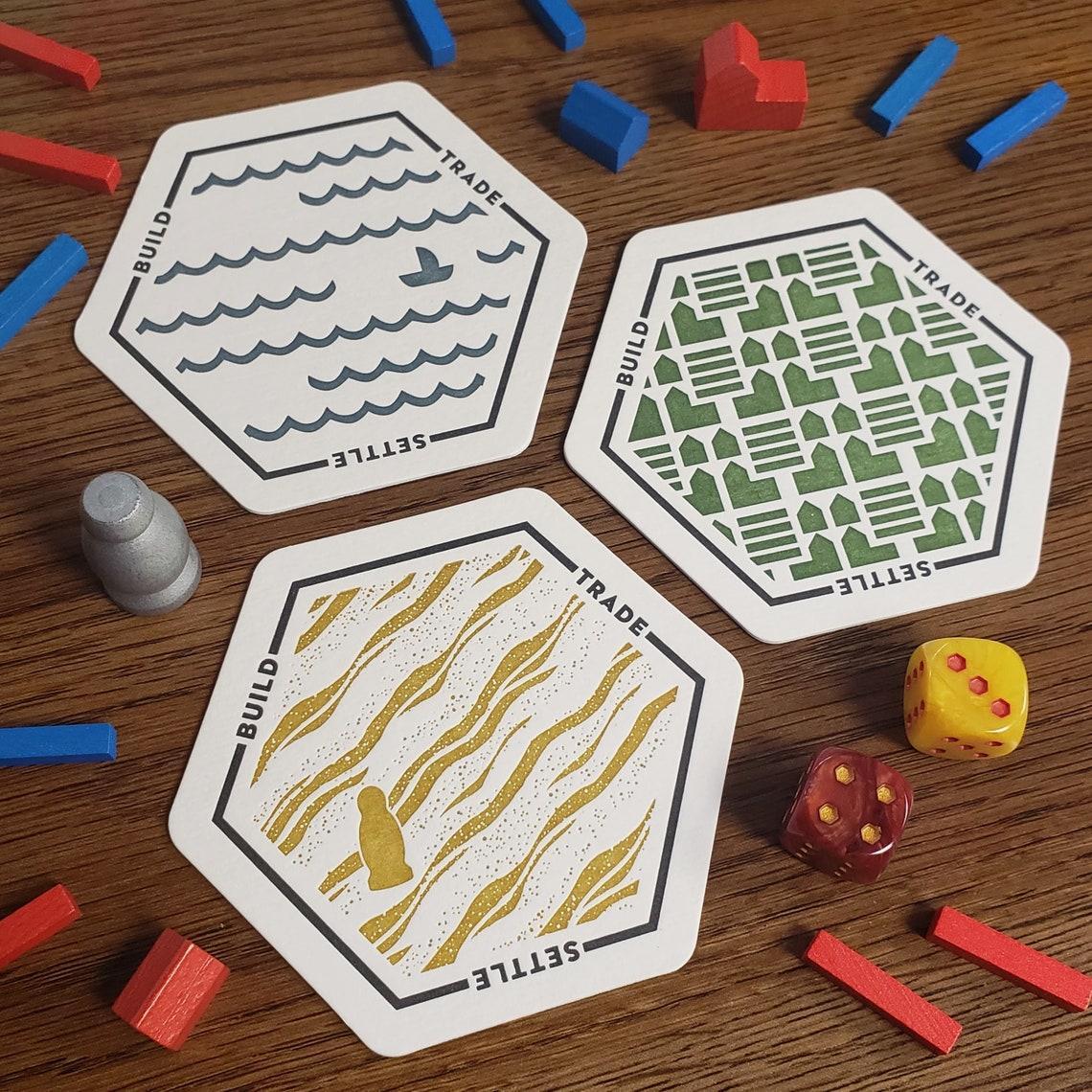 Skylab Letterpress: Settlers of Catan Coasters - 8 Pack of Letterpressed Coasters