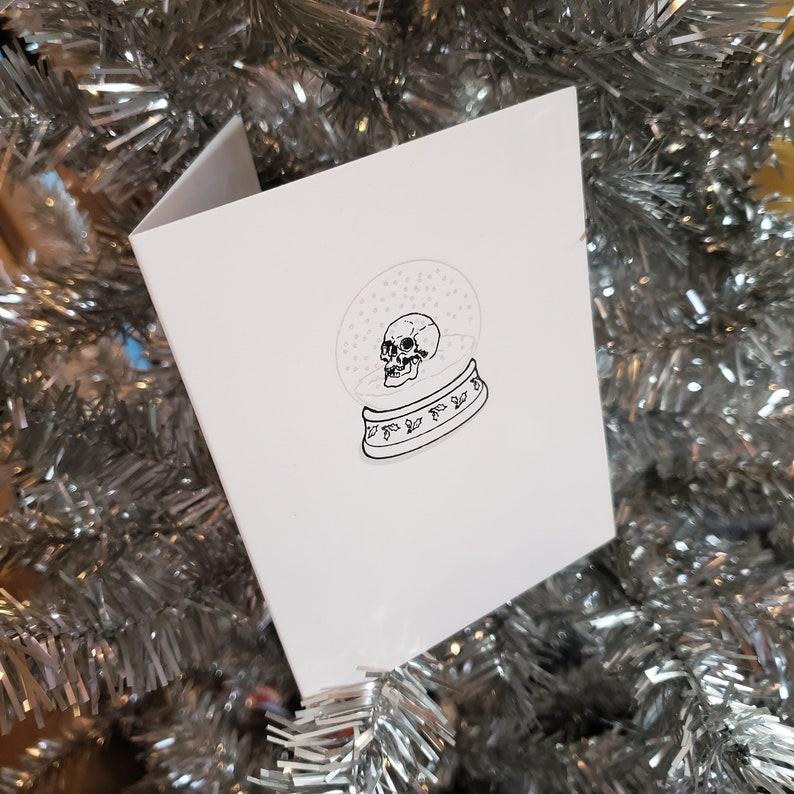 Skylab Letterpress: Skull Snow Globe Greeting Card - A2 Sized Letterpressed Blank Greeting Card - Image 3