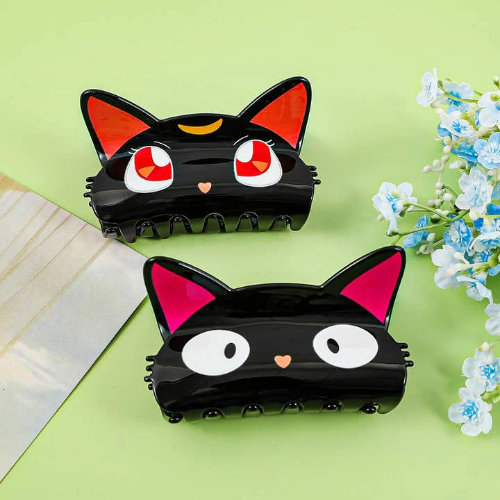 SoapElenGlen: Adorable Big Eyes Black Cat Head Hair Claw Clip - A - Image 2