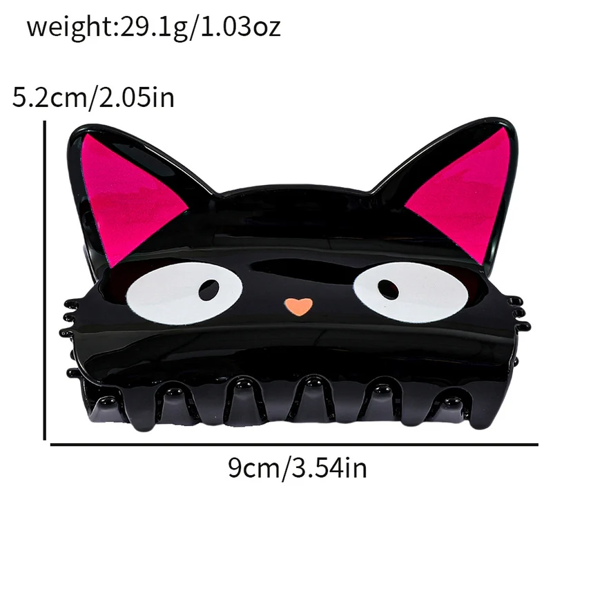 SoapElenGlen: Adorable Big Eyes Black Cat Head Hair Claw Clip - A - Image 5