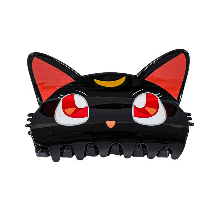 SoapElenGlen: Adorable Big Eyes Black Cat Head Hair Claw Clip - B