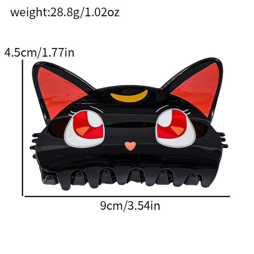SoapElenGlen: Adorable Big Eyes Black Cat Head Hair Claw Clip - B - Image 5