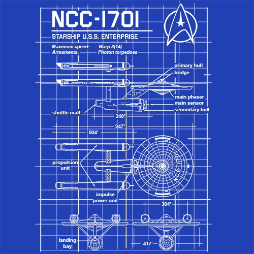 Star Trek Enterprise Blue Print Unisex T-Shirt