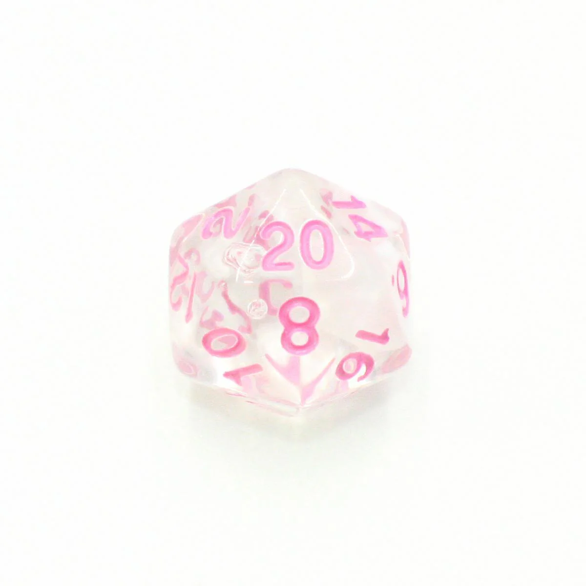 "Strawberry Milk" - Pink and White - Transparent Polyhedral Dice (7) - Level One Dice - Image 4
