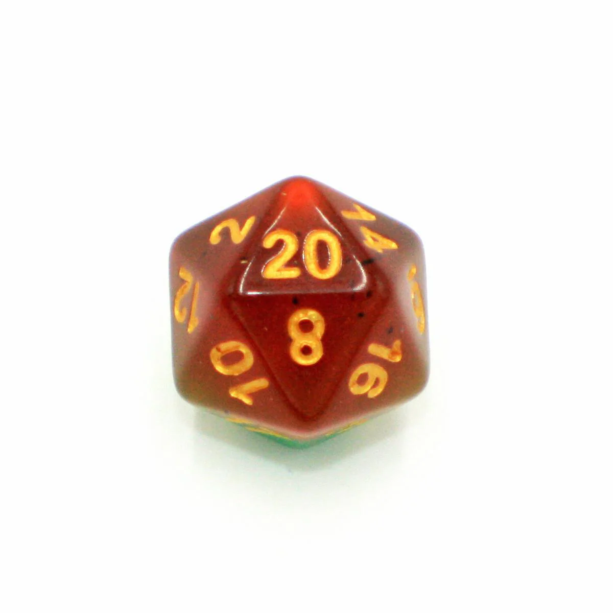 "Summertime Watermelon" - Green and Red with Gold Layer - Polyhedral Dice (7) - Level One Dice - Image 4