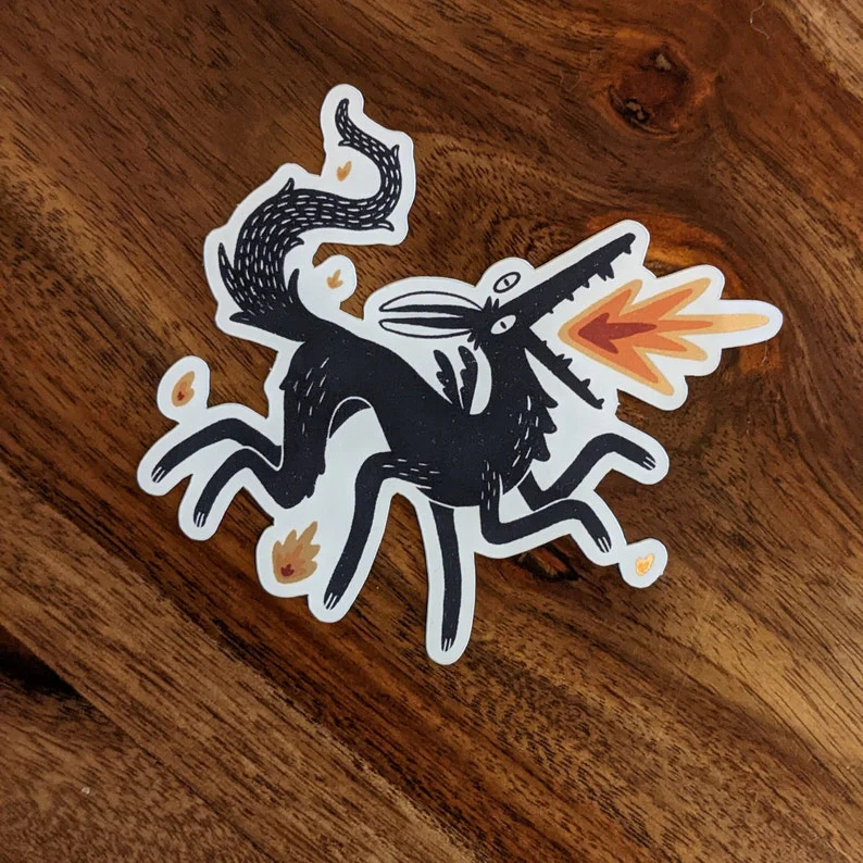 The Laughing Crow: Sticker - Spicy Noodle Red Metallic Dog