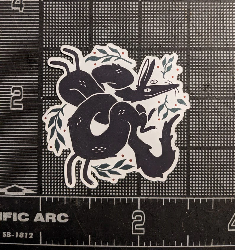 The Laughing Crow: Sticker - Wreath Worm - Green Metallic Dog - Image 2