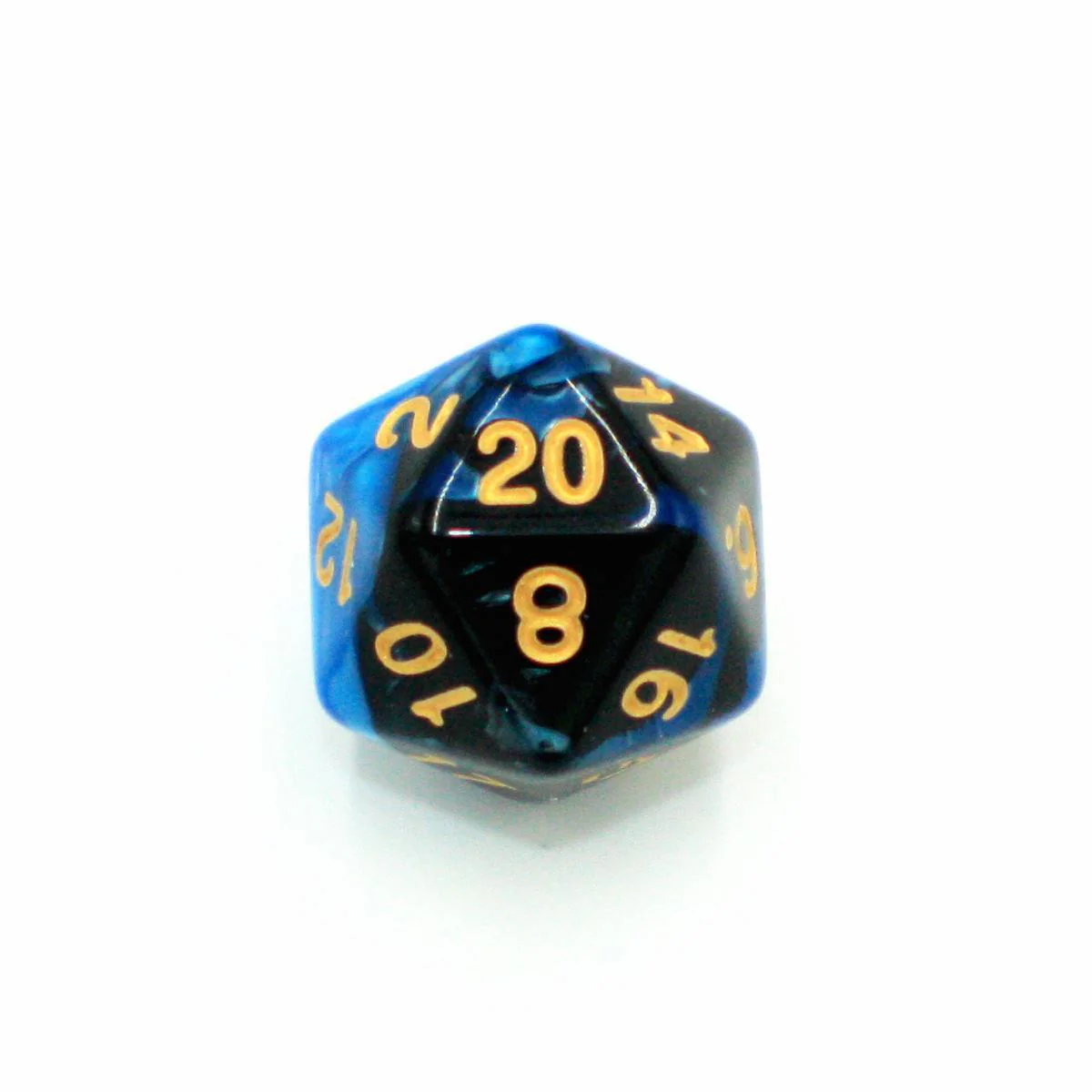 "Toxic Blueberry" - Black and Blue Pearlescent with Gold Swirl - Polyhedral Dice (7) - Level One Dice - Image 4