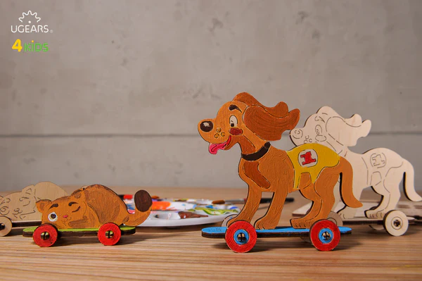 UGears: UGears 4Kids - Coloring Model - Kitty & Puppy