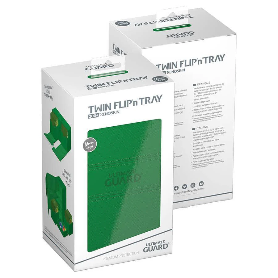 Ultimate Guard: Twin Flip'n'Tray 200+ Deck Storage Box - Xenoskin Green